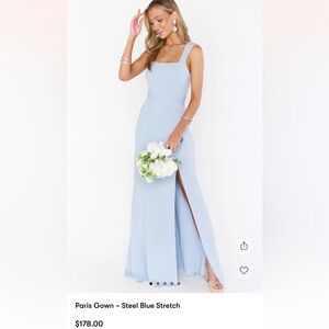 Show Me Your MuMu Light Blue Square Neck Maxi Dress with High Slit